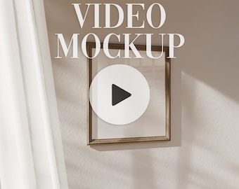 Square Wood Frame Video Mockup: Animated Sunlight Shadows (PSD, MP4)