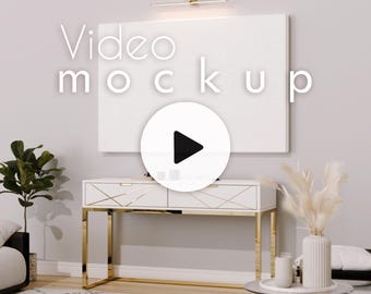 Animated Living Room Canvas Mockup: 3x2 Artwork Video (PSD - Digital Download)
