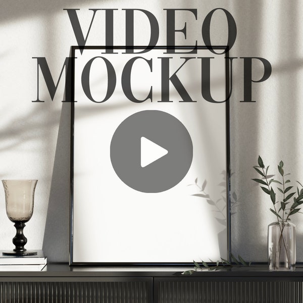 Video Mockup Frame | DIN A ISO A1 - A2 - A3 | Animated Frame Mockup |  Vertical Black Frame Mockup | Natural Shadows Mockup | PSD mp4 | B21