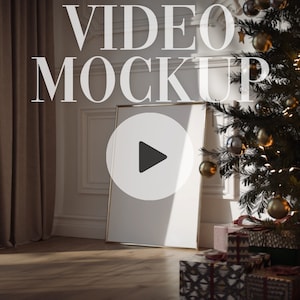 Video Rahmen Mockup | DIN A ISO | Weihnachten | Neues Jahr| Animiertes Mockup | Vertikaler Rahmen Mockup | Natürliche Schatten | PSD mp4 | B28