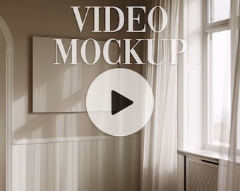 4x5 Landscape Canvas Video Mockup: Animated Interior Scene (PSD, MP4)