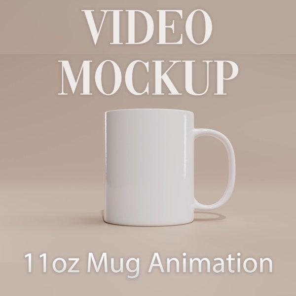 Video Mockup | 11oz White Mug Animation | Animated Spinning Mug Mockup | PSD Mp4 | Printify White Mug | Smart Layer| Seamless Loop | M1