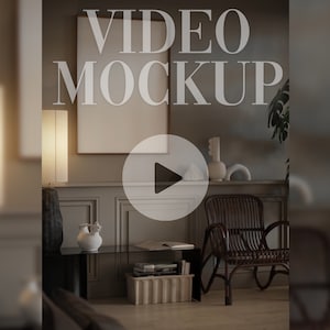 Video Mockup Interior | DIN A ISO | Nahtloser Loop | Animiertes Mockup | Vertikaler Rahmen | Poster Mockup | PSD mp4 | B19