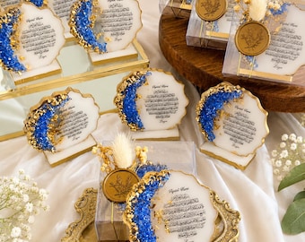 Personalized Ayatul Kursi Epoxy Resin Stand, Gold Flakes, Islamic Gift, Ramadan Mubarak
