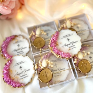 Regalos de bautismo personalizados para niñas, imán, cruz de bautismo, recuerdo de primera comunión, recuerdo de bautizo, elegante recuerdo de bautismo