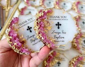 Personalized Pink Baptism Magnet for Girl,Baby Baptism Favor Magnet , Christening Gift, Baby Girl Baptism Keepsake – Elegant Religious Favor