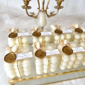 Gepersonaliseerde Bubble Candle-feestartikelen: geurende sojawas, gedroogde bloemen
