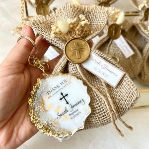 Personalized Baptism Keychain Favor: Handmade Religious Gift