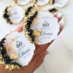 Custom 60th Birthday Epoxy Magnet Favors: Personalized Party Keepsake