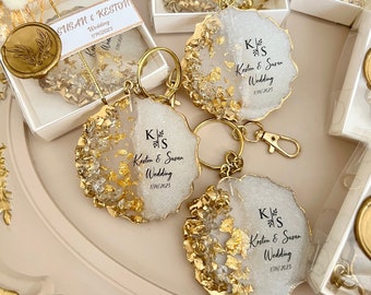 Personalized Golden Wedding Keychain Gift,Anniversary Favor,Engagement Favor,Nikkah Gift,Save the date,Wedding Favor,Guest in Bulk Party