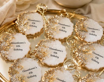 Personalized Adult Birthday Party Favors Keychain, Handmade Resin Keyring