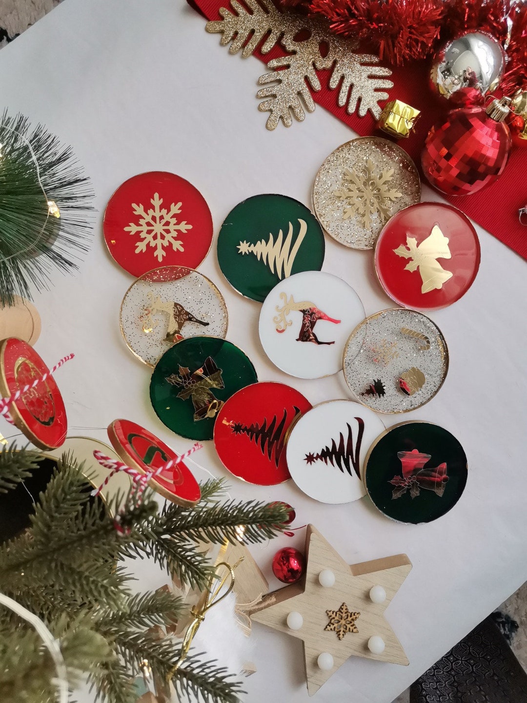 Epoxy Christmas Coasternew Year 2024 Giftpersonalized Merry Etsy