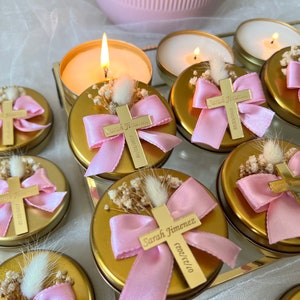 Personalized Baptism Candle Favors: Christening, First Communion Gift