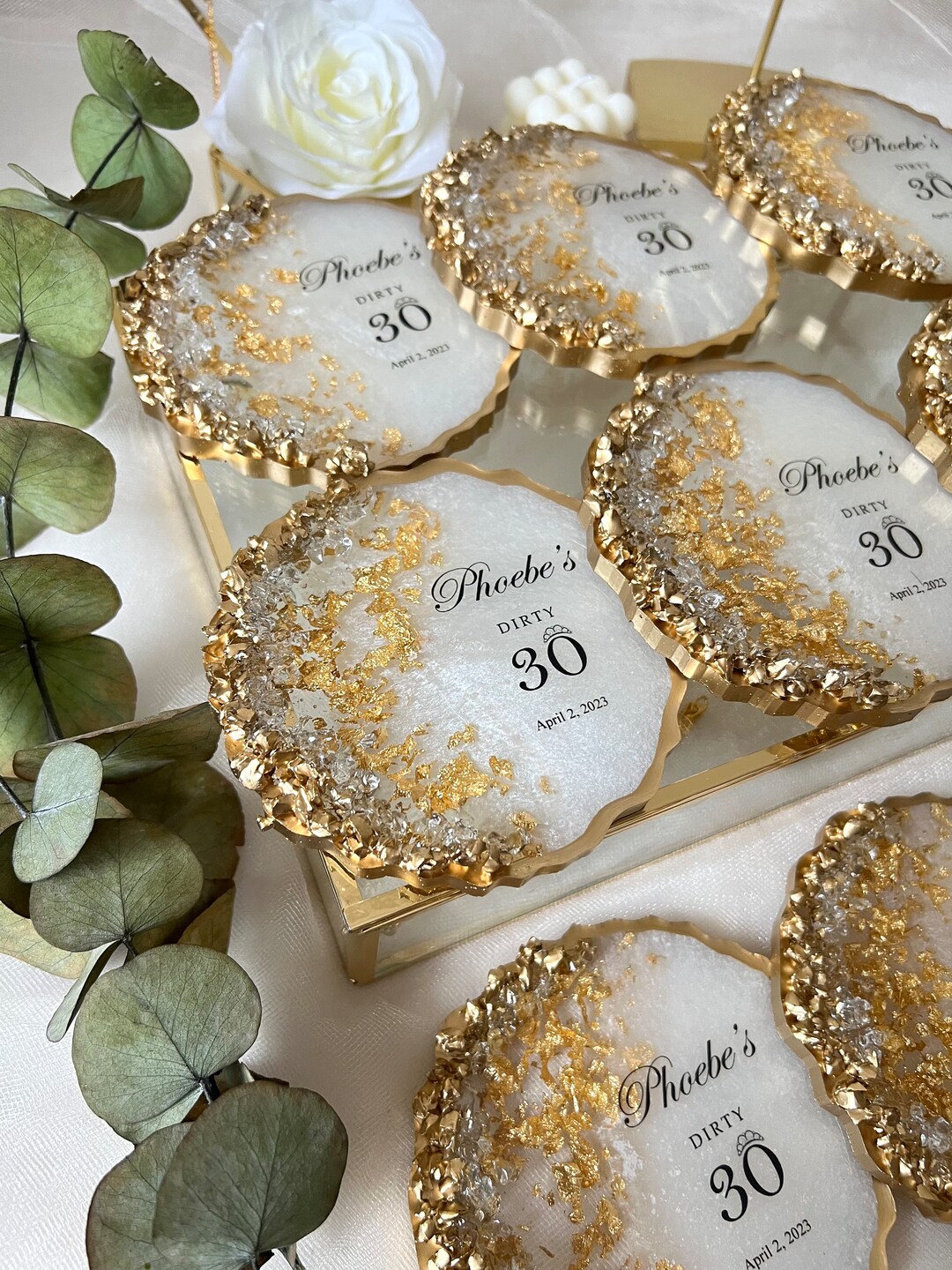 Personalized Adult Birthday Coaster – Custom Epoxy Milestone Party ...