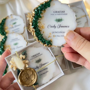 Personalized Quinceañera Magnet, Emerald Green Party Favor Keepsake