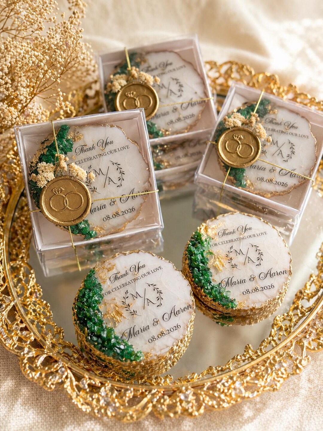Personalized Wedding Magnet Favor Box, Luxury Nikkah Engagement Bridal ...
