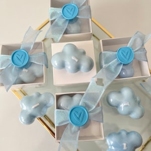 Cloud Baby Shower Favors: Personalized Soy Wax Candles