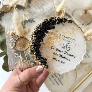 Personalized Epoxy Resin Coaster: Milestone Birthday Gift