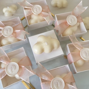 Cloud Candle Baby Shower Favors: Soy Wax, Floral Packaging