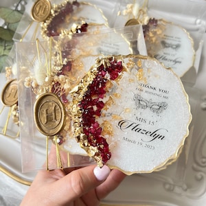 Personalized Quinceanera Epoxy Coaster Favor, Mis Quince 15 Party Favor, Quinceañera Gift, Mis Quince Años, Mis 15 Favors, Sweet 15 Favors