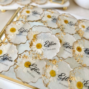 Bomboniere per la festa del primo compleanno, magnete per il primo compleanno, bomboniere per la festa di compleanno con margherite, bomboniere per il primo compleanno, bomboniere per baby shower con margherite, bomboniere per il battesimo