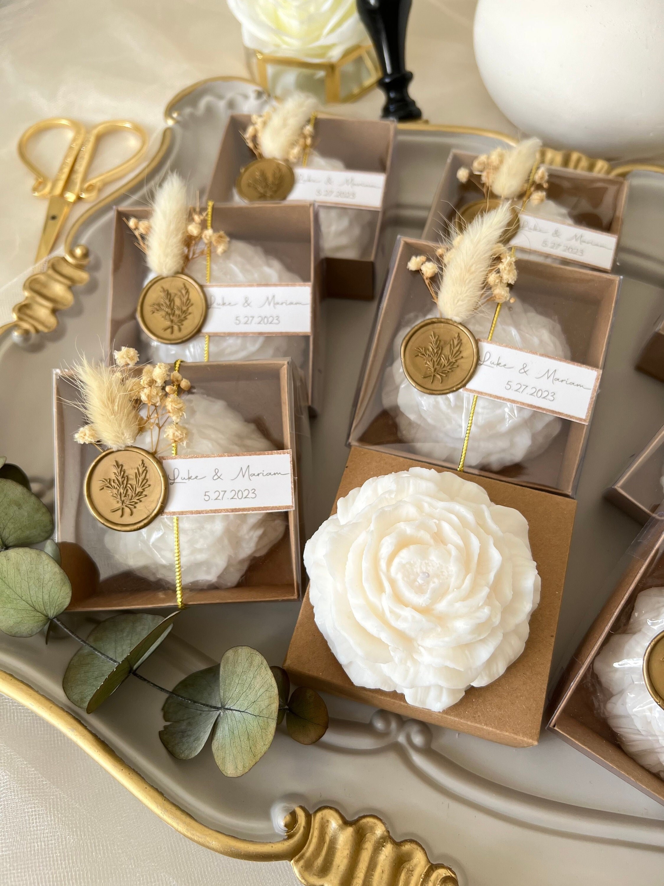 30 Candele Bomboniere Matrimonio A Forma Di Giglio Calla - Con Biglietti Di Ringraziamento - Regalo Ospiti Fai Da Te - 3