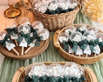 Personalized Almond Candy Lollipop Favors, Baby Shower Keepsake
