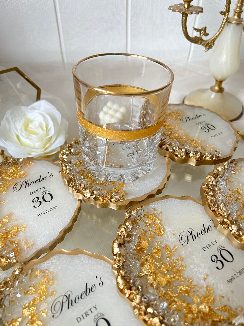 Personalized Adult Birthday Coaster – Custom Epoxy Milestone Party ...