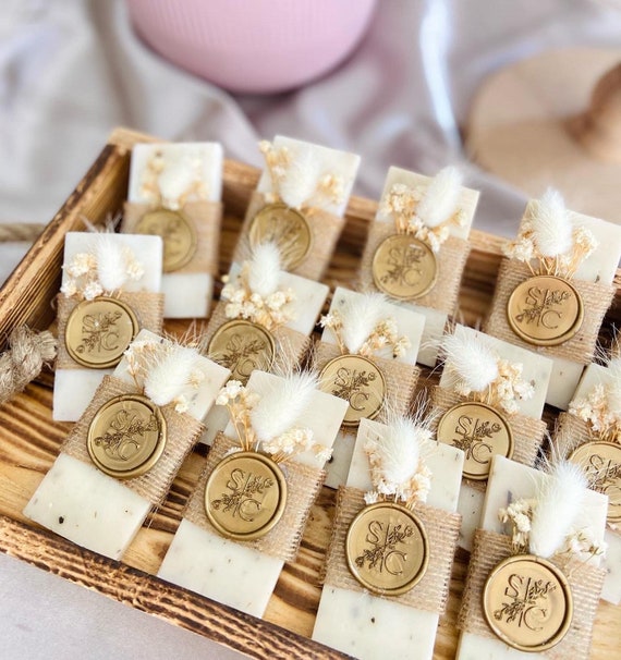 Vegan Personalized Soaps Bridal Shower Gifts mini Guest Soap