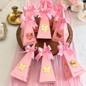 Boîtes papillons pour baby shower, Cadeau papillon, Boîtes pyramides personnalisées, Cadeau papillon de bienvenue pour bébé, Déco baby shower, Sac de bonbons personnalisé
