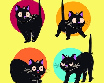 Pegatinas de gato negro - Pegatinas para portátil - Pegatinas para botella de agua