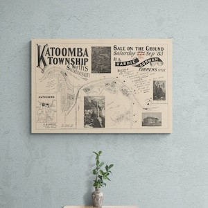 Vintage Karte Katoomba Township Verkaufskarte 1883 Sydney Blue Mountains Straßen Alte Karte Antik Druck Poster Wand Kunst Retro Wohnkultur Geschenk