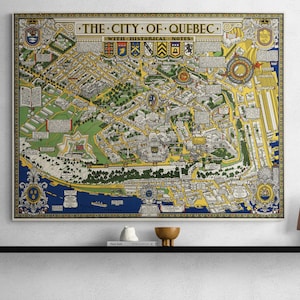 Vintage 1932 New York Map Poster - Antique Illustrierte Vogelperspektive | Historischer kanadischer Druck | Retro Wandbild für Haus & Büro Dekor
