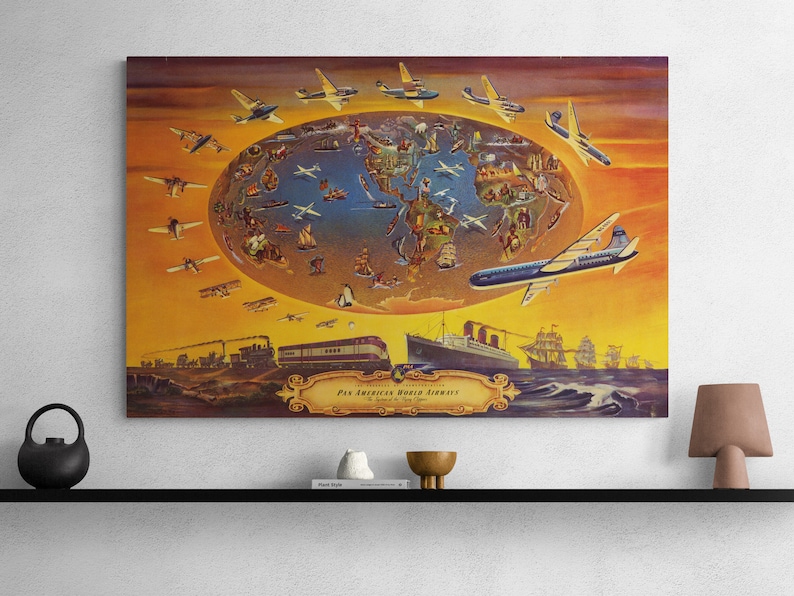 Pan Map Pan Am Vintage Map Poster: 1946 Flying Clippers, Pacific Islands - Etsy