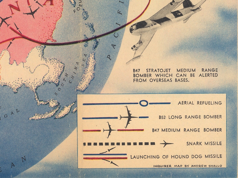 Deterrence Map Cold War Map: 1961 Concept of Deterrence - Retro Wall Art - Etsy