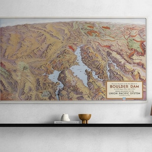 Vintage 1935 Hoover Dam Panorama Karte - Antike topographische Druck | Las Vegas Plakat | Retro Boulder City Wandkunst | Wohnkultur Geschenk