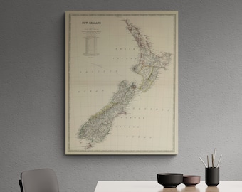 Vintage New Zealand Map Print: 1879 Antique Atlas Wall Art Retro NZ Art