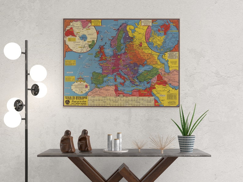 Vintage 1944 War in Europe Map Print: Military History WW2 Poster - Etsy