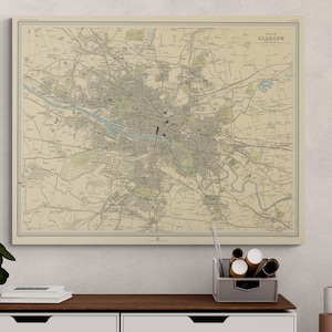 Carte de Glasgow Ecosse 1912 rues de l'Atlas vieille carte écossaise ancienne enquête impression affiche vintage art mural européen rétro décoration cadeau