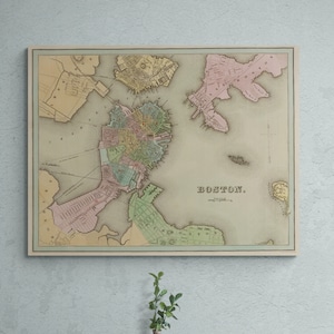 Vintage Map of Boston 1838 Massachusetts History USA Atlas Street Map Poster Cafe Wall Art Retro Classroom Home Decor Gift