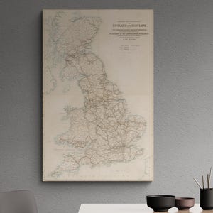 Carte vintage de 1858 des chemins de fer d'Angleterre et d'Écosse | Ancienne affiche d'histoire du rail britannique de Zazzle.be Liste d'envies Vous avez des idées ? Art mural train rétro | Idée cadeau déco