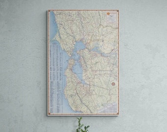 Retro Bay Street Karte 1956 San Francisco San Jose Oakland Silicon Valley Alte Karte Antiker Druck Poster Wand Kunst Retro Wohnkultur Geschenk