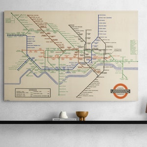 Vintage-Karte der Londoner U-Bahn von 1938, alte U-Bahn-Karte, antike England-Eisenbahnen, Druckplakat, Londoner Transport, Wandkunst, Retro-Heimdekoration, Geschenk