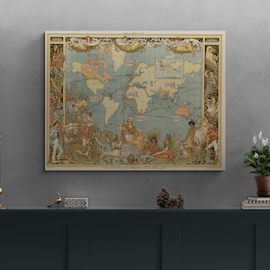 Vintage British Empire Map Showing Extent of Reach 1886 Old World Map Antique English Print Poster Wall Art Retro Home Decor Gift