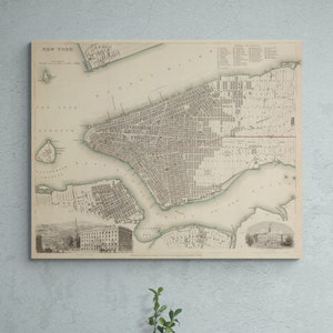 Mapa antiguo de Nueva York de 1840, figura de fondo, historia de EE. UU., calles del Bajo Manhattan, impresión de mapa antiguo, póster, arte de pared para cafetería, decoración retro para el hogar, regalo