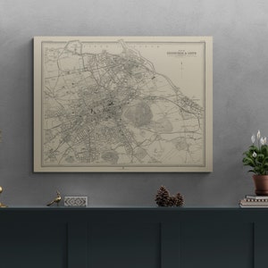Carte d'Édimbourg Leith Ecosse 1912 étude géographique Atlas vieille carte écossaise impression antique affiche murale art rétro vintage décoration d'intérieur cadeau