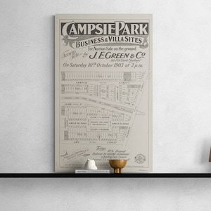Vintage Karte Campsie Park Sydney 1903 Geschäft und Villa Siedlungen Straße Alte Karte Antik Druck Poster Wand Kunst Retro Wohnkultur Geschenk
