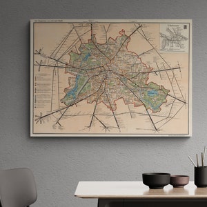 Berlin Map 1946 Railway Network Germany History Post War Trains Vintage U Bahn Streets Old Map Antique Print Poster Gift