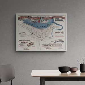 Vintage Karte Township von Illawarra at Albion Park Train Station Druck 1921 Straßenkarte Poster Wand Kunst Home Geschenk