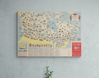 Retro Canada Map Print: 1946 Vintage Newfoundland & Labrador Wall Art